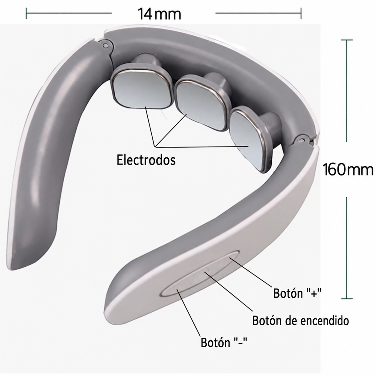 MASAJEADOR DE CUELLO ELECTRICO CERVICAL ELECTROMAGNETICO CALOR 3 ELECTRODOS