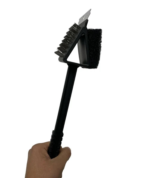 Cepillo De Acero Para Limpiar Parrillas Con Espátula