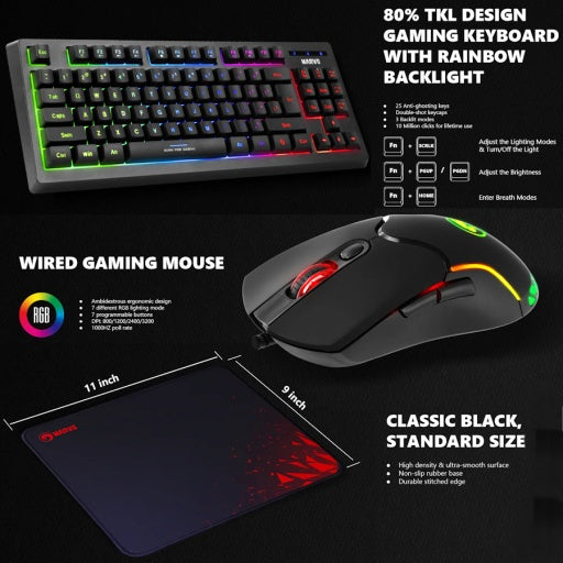 Combo gamer MARVO CM310: teclado en español, mouse y pad