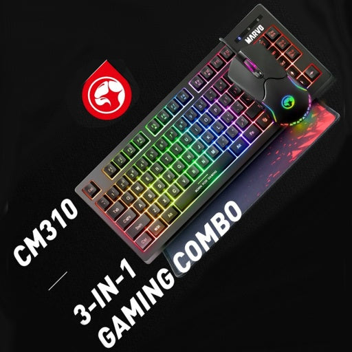 Combo gamer MARVO CM310: teclado en español, mouse y pad