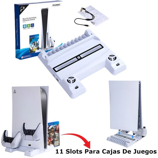 Base DOBE 3 en 1 para PS5 con ventiladores y cargador dual