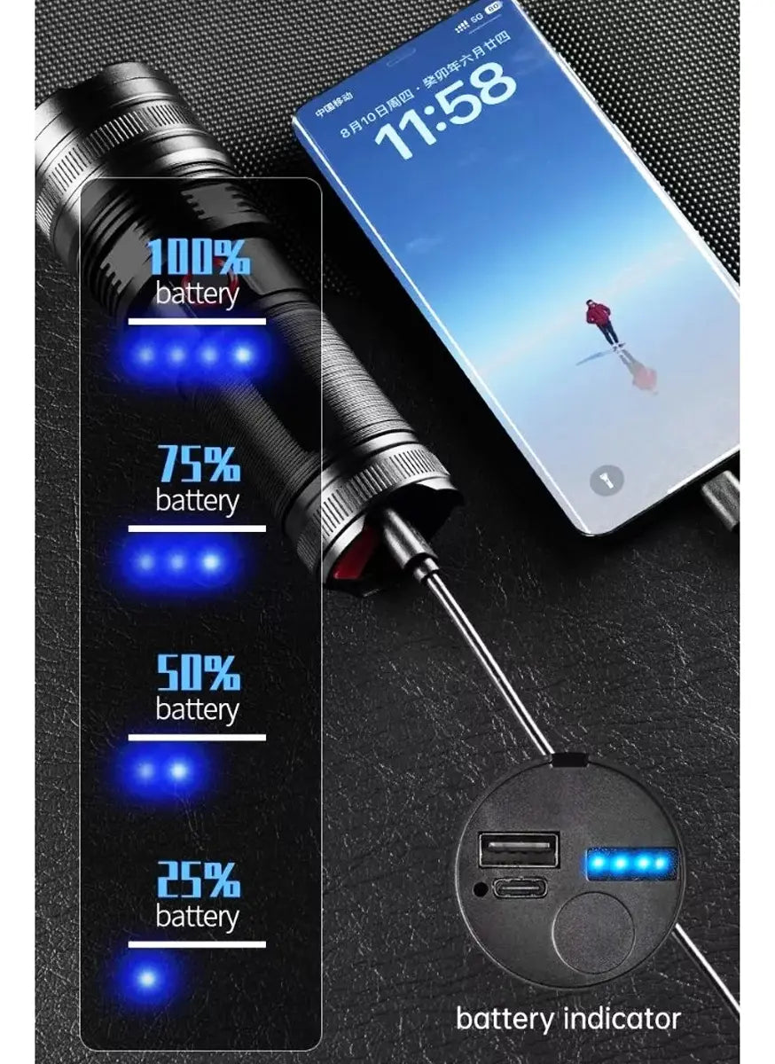Linterna LED recargable con laser