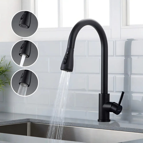 Canilla monocomando extensible flexible Negra