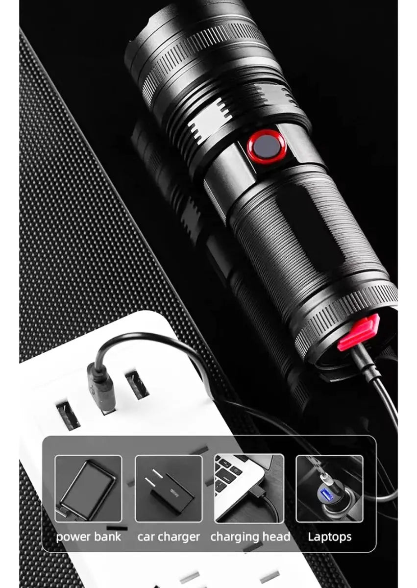 Linterna LED recargable con laser