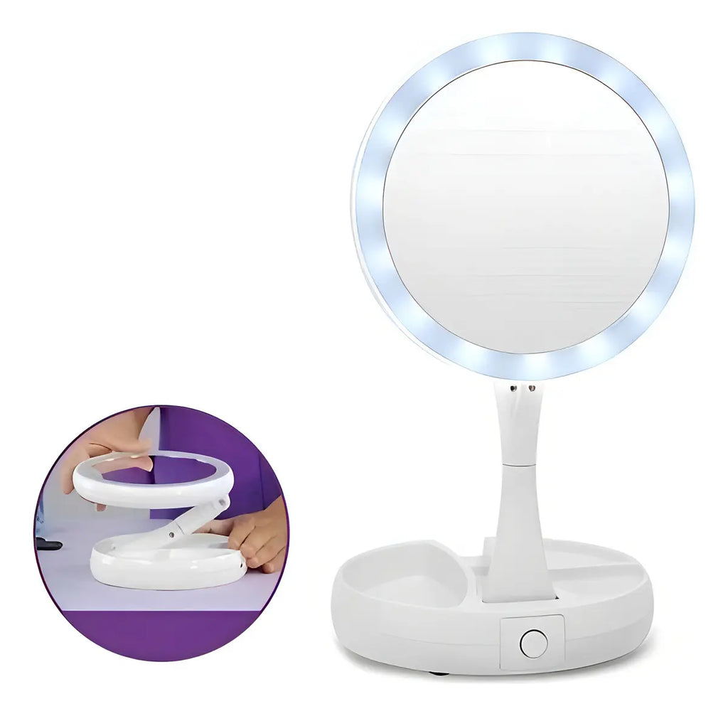 Espejo plegable con LED y aumento