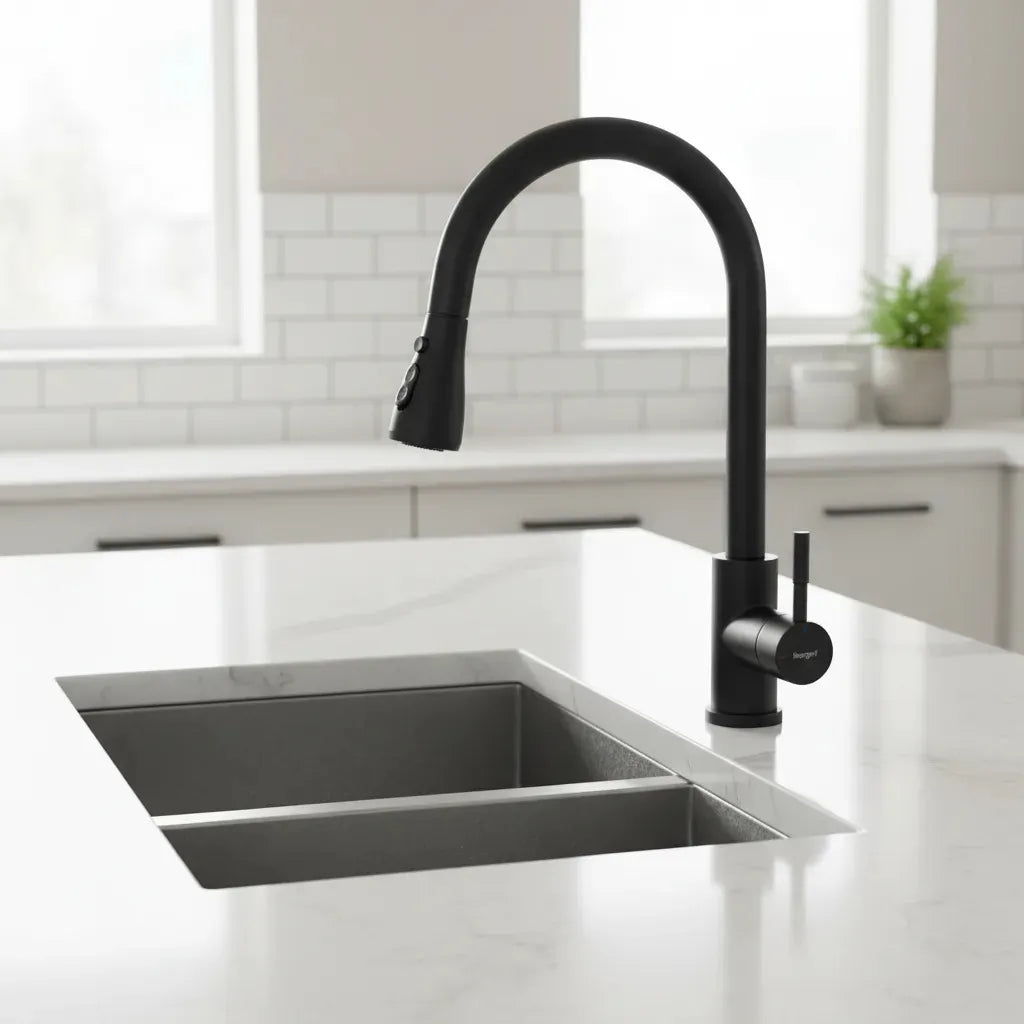 Canilla monocomando extensible flexible Negra