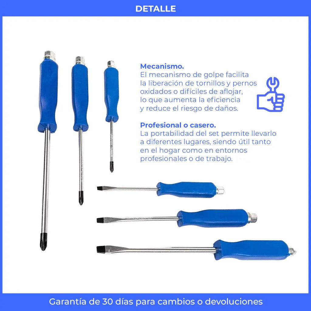 Juego Destornillador de Golpe x6 Piezas