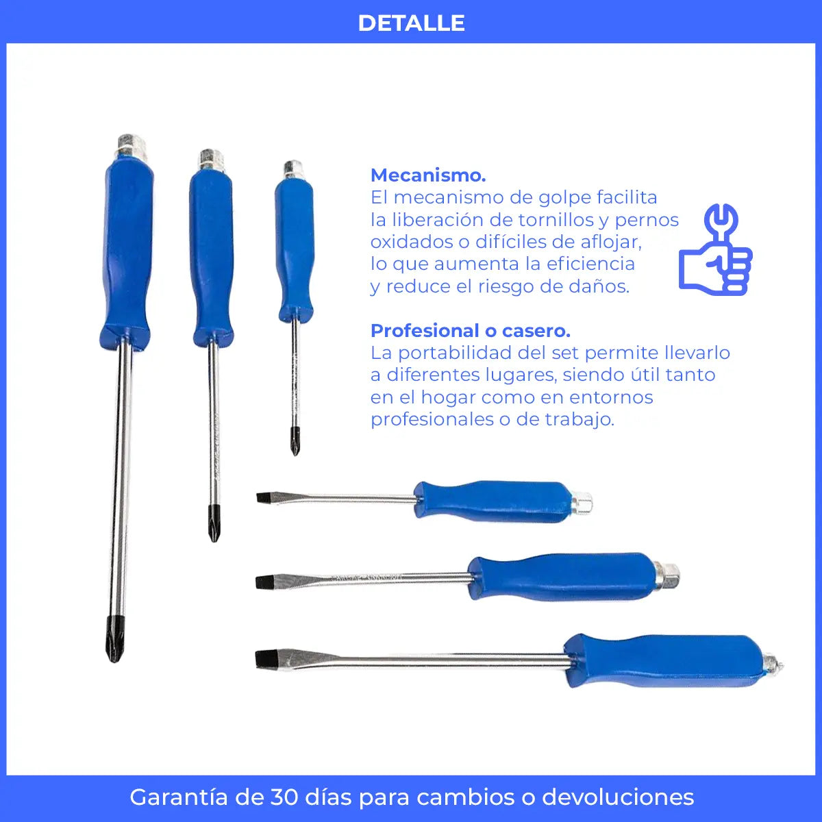 Juego Destornillador de Golpe x6 Piezas