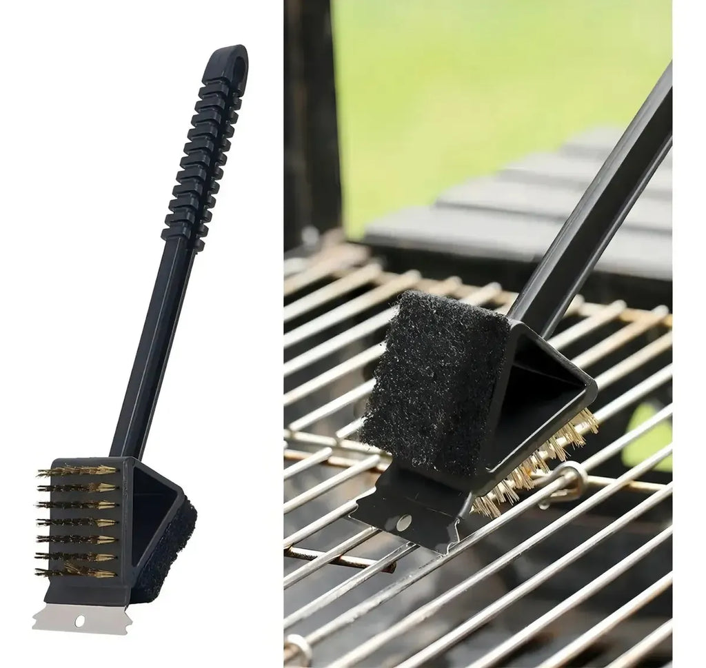 Cepillo De Acero Para Limpiar Parrillas Con Espátula