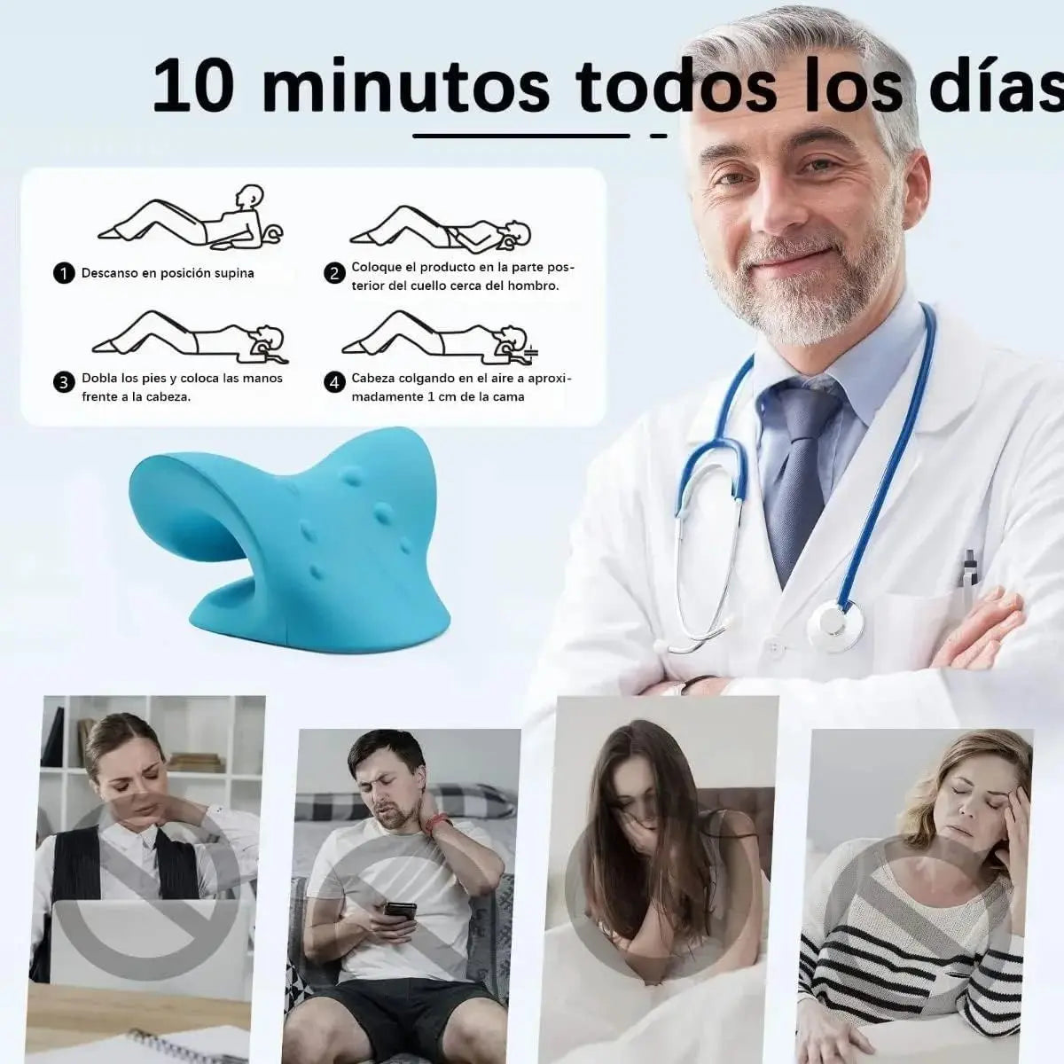 Almohada Ergonómica Cervical para Relajación y Estiramiento del Cuello