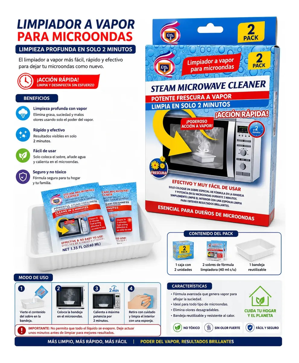 Limpiador A Vapor Para Microondas Pack X2