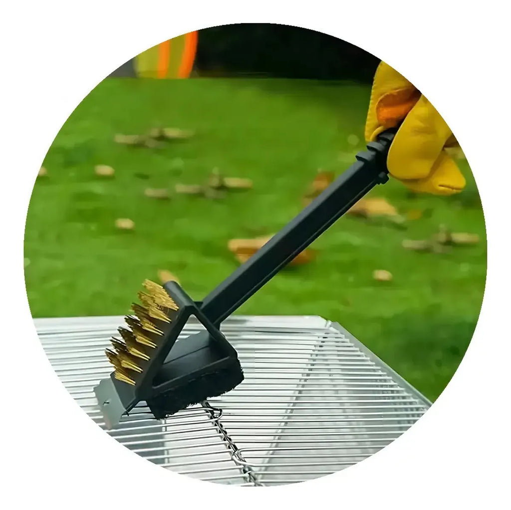 Cepillo De Acero Para Limpiar Parrillas Con Espátula