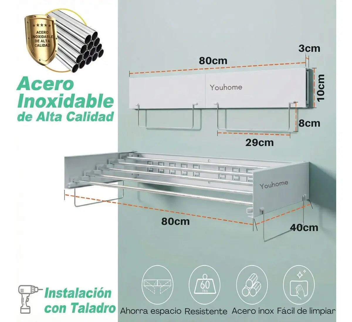 Tendedero plegable de pared