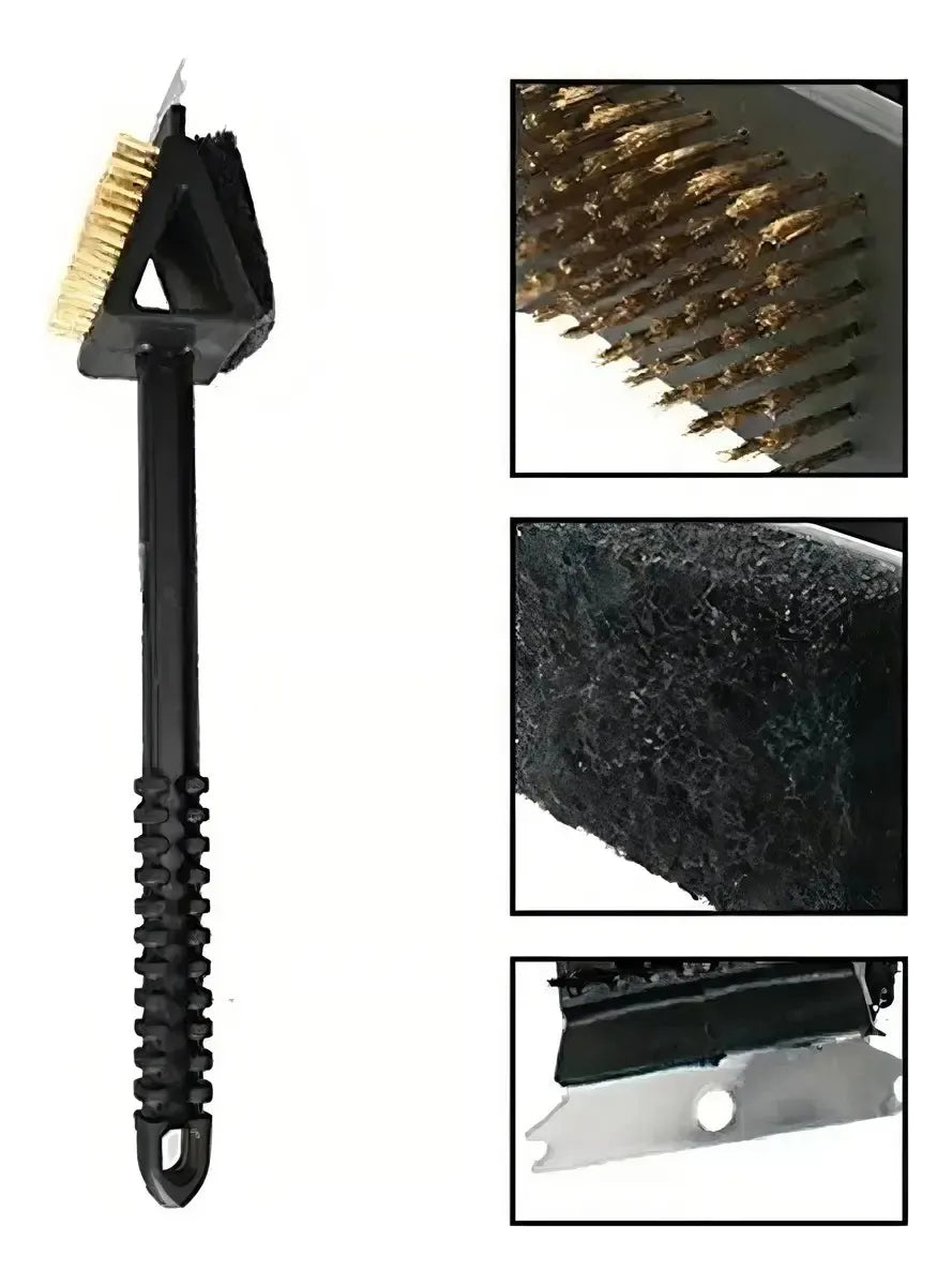 Cepillo De Acero Para Limpiar Parrillas Con Espátula