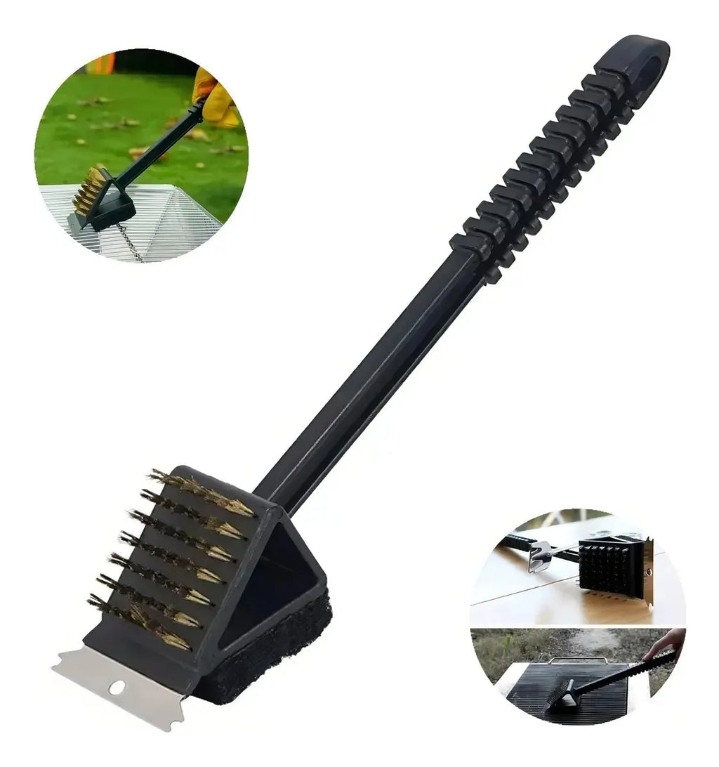 Cepillo De Acero Para Limpiar Parrillas Con Espátula