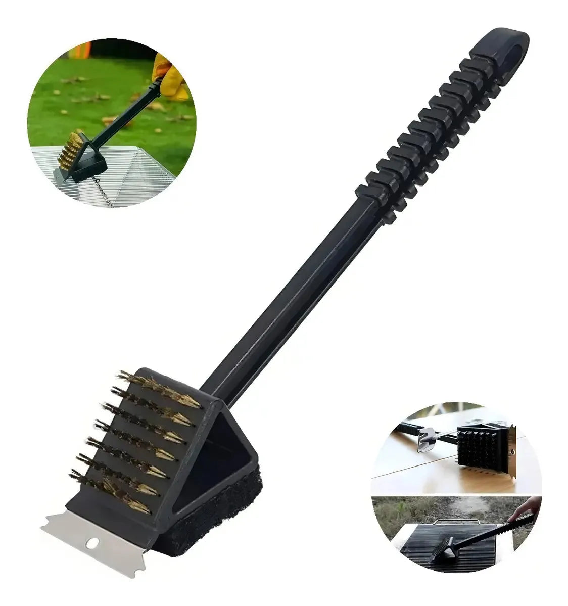Cepillo De Acero Para Limpiar Parrillas Con Espátula