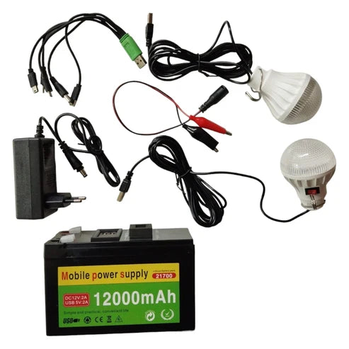Estación de Carga de Emergencia USB + 2 Focos
