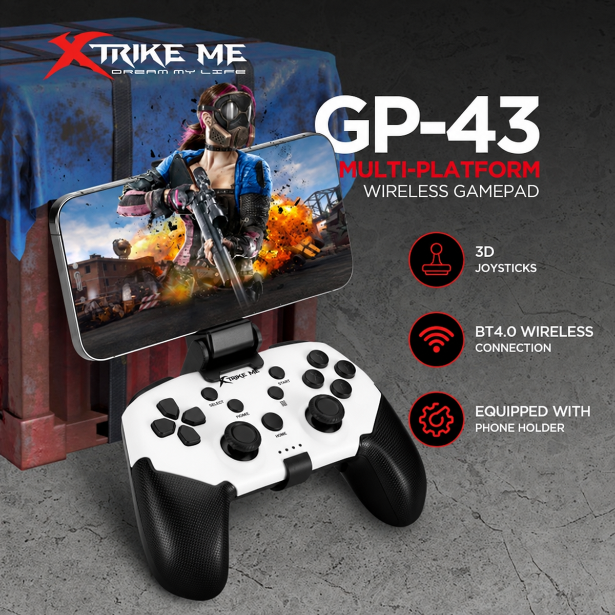 Joystick inalámbrico GP-43 para PS4, PS3, Switch, Android e iOS