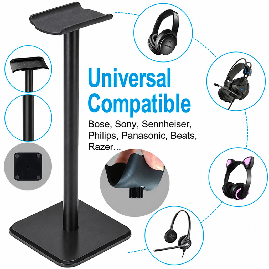 Soporte de escritorio para auriculares gamer negro