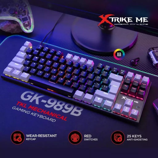 Teclado mecánico gamer Xtrike Me GK-989B RGB USB