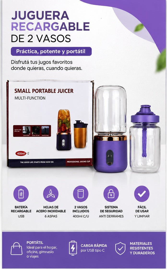 juguera recargable doble vaso