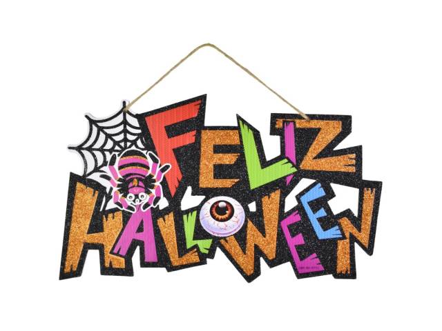 Cartel colgante Feliz Halloween 36 × 20 cm