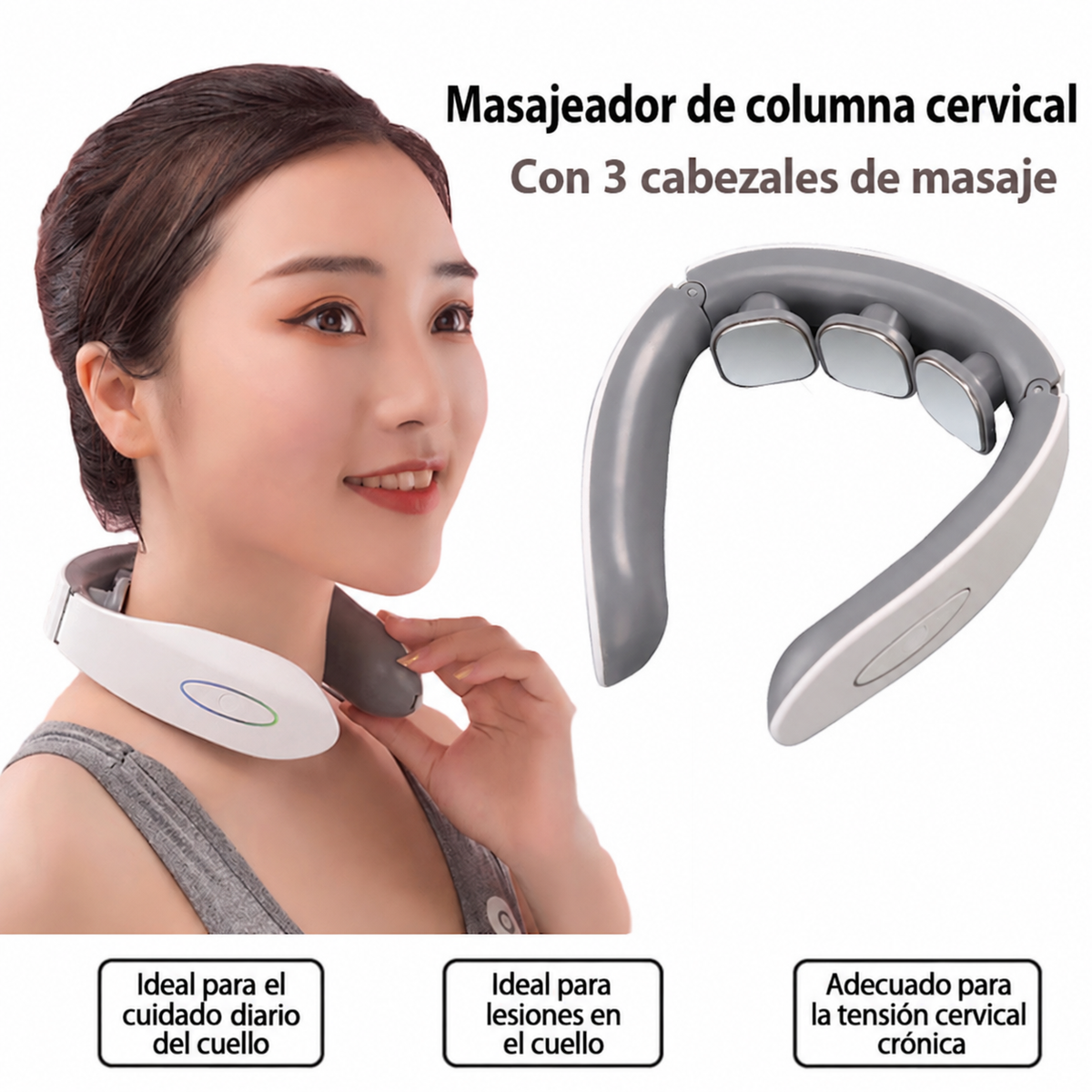 MASAJEADOR DE CUELLO ELECTRICO CERVICAL ELECTROMAGNETICO CALOR 3 ELECTRODOS