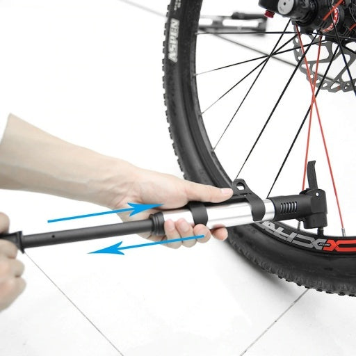 Inflador manual para bicicleta y moto de doble válvula con soporte