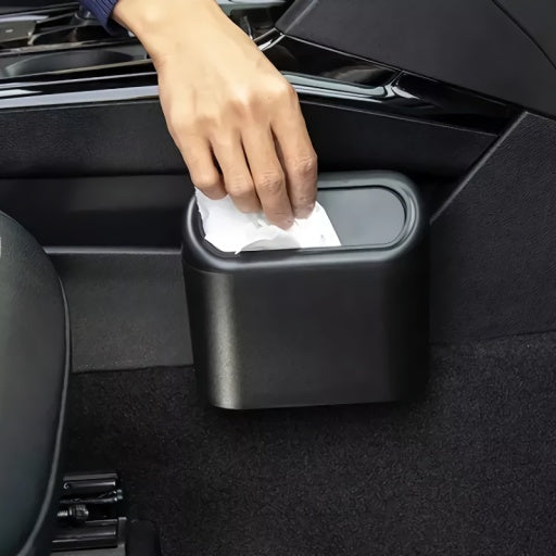 Basurero para puerta de auto con tapa retráctil, negro