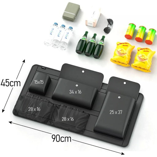 Organizador para baúl de auto con velcro, negro de 90 × 45 cm
