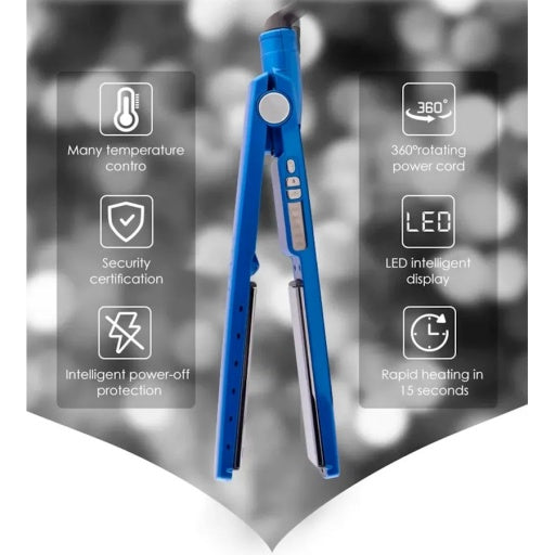 Planchita de pelo de titanio azul, 45 W y 5 niveles de calor