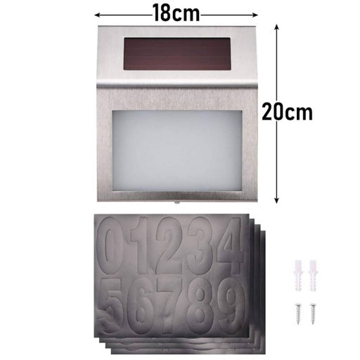 Cartel solar de número de puerta con luz LED blanca fría