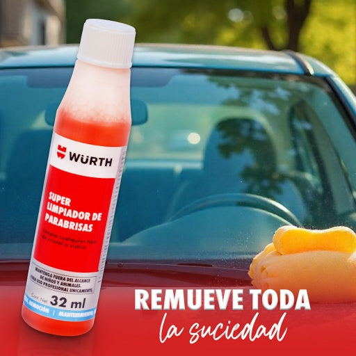 Limpiaparabrisas concentrado Würth de 32 ml con protector para gomas
