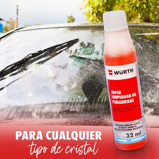 Limpiaparabrisas concentrado Würth de 32 ml con protector para gomas