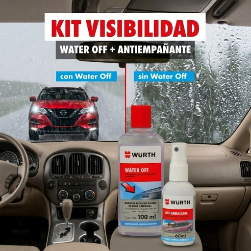 Kit Würth para vidrios: Water Off 30 ml + antiempañante 60 ml