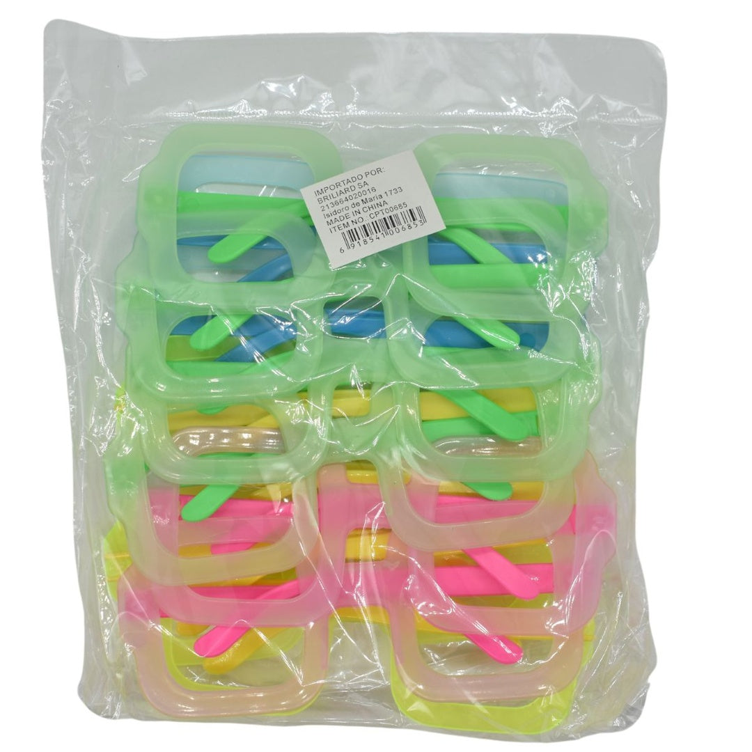 Lentes fluor con formas para cotillón
