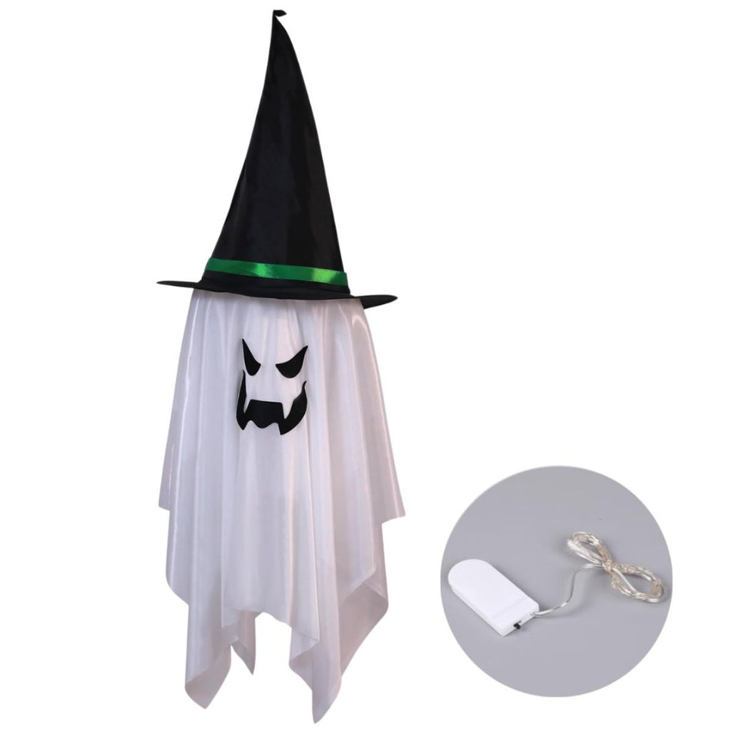 Adorno colgante de fantasma con sombrero y luces para Halloween 110 cm
