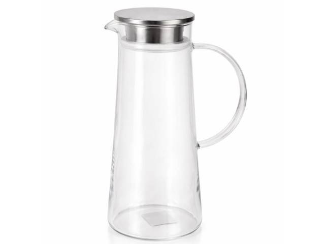 Jarra de vidrio con tapa y asa 1.2lts
