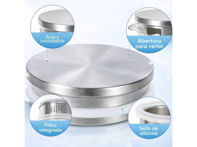 Jarra de vidrio con tapa y asa 1.2lts