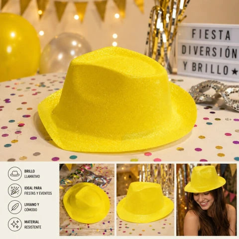 Sombrero Cowboy Glitter Neón