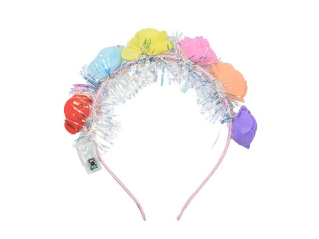Vincha Con Flores Y Luces 15cm.